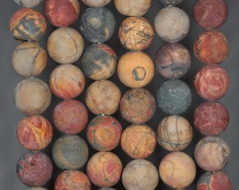10mm Picasso Jasper Gemstone Mate Marrón Ronda Abalorios Sueltos 15.5 pulgadas Full Strand (90185336-879)