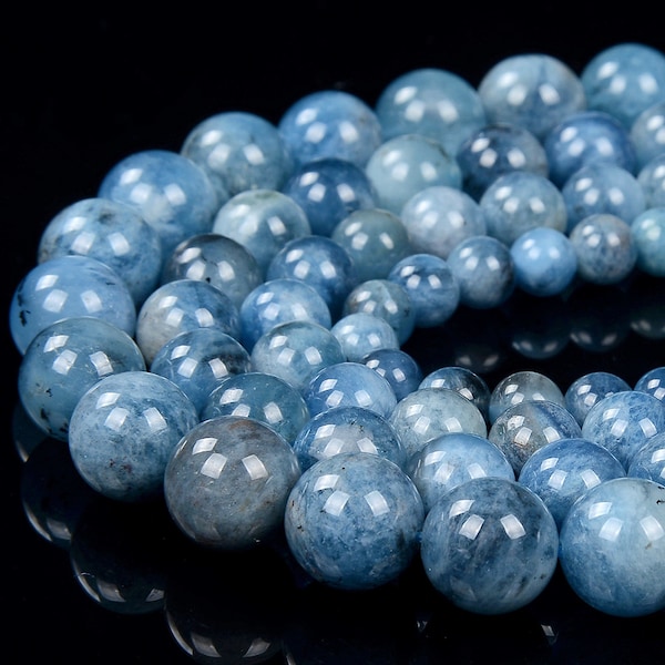 Natural Devil Blue Aquamarine Gemstone Grade AA Round 5MM 6MM 7MM 8MM 9MM 10MM 11MM 12MM 13MM  Loose Beads (D328)