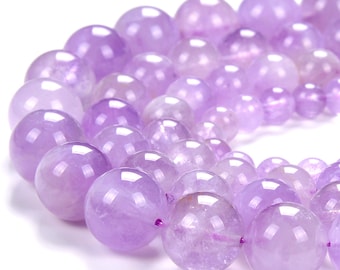 Natural Lavender Amethyst Gemstone Grade A Round 5MM 6MM 7MM 8MM 9MM 10MM 11MM 12MM 13MM Loose Beads (D285 D286)