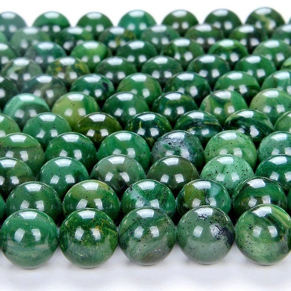 Jade vert africain naturel, pierre gemme de qualité AAA, ronde, 6 mm, 8 mm, perles en vrac (D13)