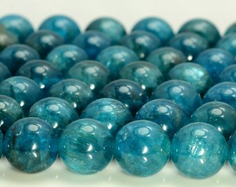 Perles rondes en vrac, bleu-vert, apatite, 7-8 mm (117)