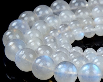 Natural Rainbow Moonstone Gemstone Grade A Round 6MM 7MM 8MM 9MM 10MM 11MM 12MM Loose Beads (D385)