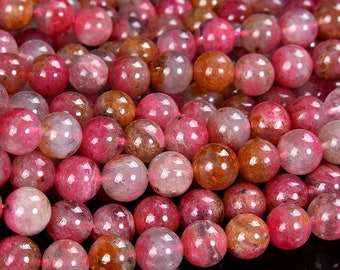 Natural Pink Rhodonite In Quartz Gemstone Grade AAA Round 5MM 6MM 7MM 8MM 9MM 10MM 11MM 12MM Loose Beads 7.5 inch Half Strand (D525)