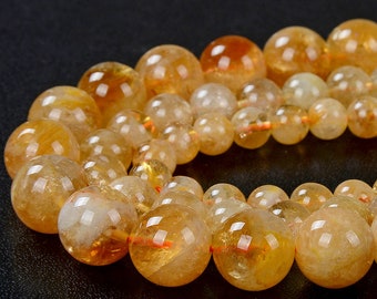 Citrine naturelle, qualité AA, perles rondes 6 MM 7 MM 8 MM 9 MM 10 MM 11 MM 12 MM 13 MM (D152)