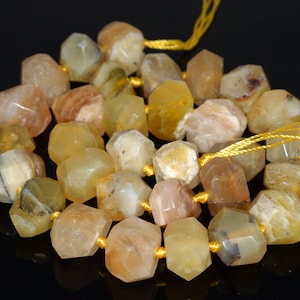 18X12MM Yellow Opal Gemstone Faceted Nugget Loose Beads 7.5 inch Half Strand (80003291-B90)