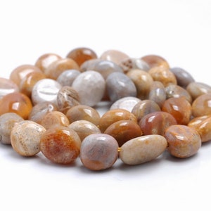 8-10MM  Coral Fossil Gemstone Round Flat Nugget Loose Beads 15.5 inch Full Strand (80001968-A30)