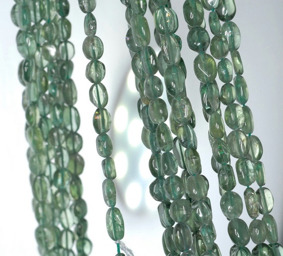 6X4-9X6MM APATITE GEMSTONE GREEN BLUE PEBBLE NUGGET LOOSE BEADS 14.5?