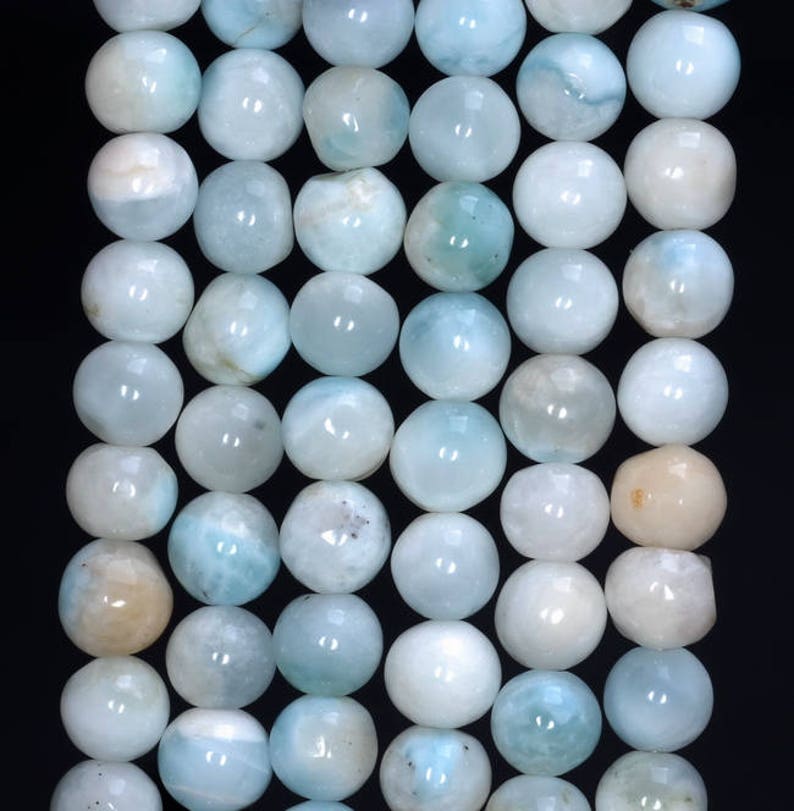 7 8mm Dominican Larimar Gemstone Light Blue Round 7 8mm Loose Etsy