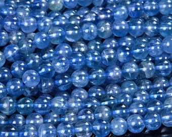 Natural Rare Feather Blue Fluorite Gemstone Grade AAA Round 6MM 6-7MM Loose Beads 7.5 inch Half Strand (D532)