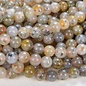 Rare Natural Quartz With Muscovite Biotite Mica Inclusions Gemstone Grade AA Round 7MM 8MM 9MM 10MM 11MM 12MM 13MM 14MM Beads (D64 D65)