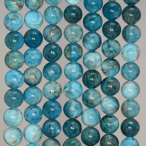 6mm Connoisseur Ocean Blue Apatite Gemstone Grade A Blue Round 6mm Loose Beads 15.5 inch Full Strand (90147812-168)