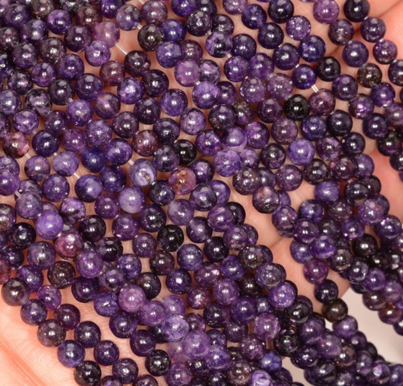 4mm Mauve Lepidolite Gemstone Dark Purple Round 4mm Loose Etsy