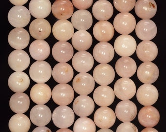 7mm Genuine Kunzite Gemstone Pink Round Loose Beads 7.5 inch Half Strand (80005538-470)