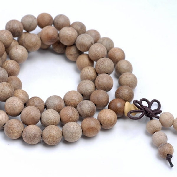 8mm Natural Aromatic Wood Beads Indian Sandalwood Prayer Buddha Mala Meditation Beads Round Loose Beads 16.5" Full Strand (80001768-394)