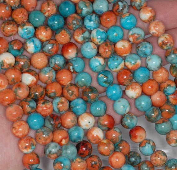 SHGbeads 6mm Blue Jade Semi Precious Gemstone Round Loose Beads for Jewellery Making DIY Handmade Craft Supplies 15
