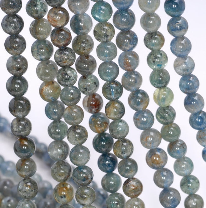5-6MM Inclusion Kyanite Gemstone Round Loose Beads 15.5 inch Full Strand 80003999-A174