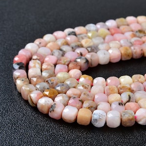 5MM Pink Opal Gemstone Grade  Micro Faceted Square Cube Loose Beads (P3)