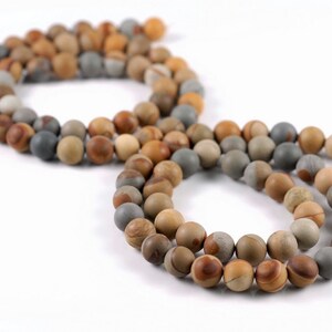 8mm Frosted Matte Scenic Picture Jasper Gemstone Grade AAA Round Loose Beads 15.5 inch Full Strand (90182771-127)