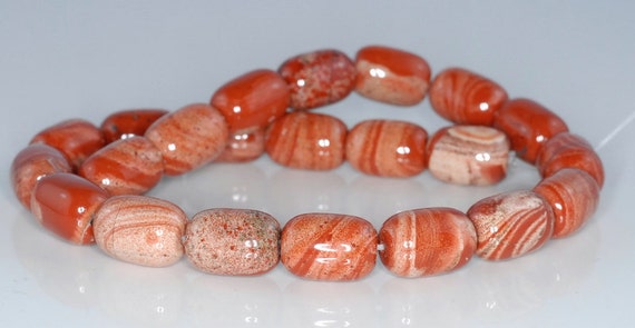 18X13MM FLOWER BRECCIA JASPER GEMSTONE BARREL DRUM LOOSE BEADS 7.5/"