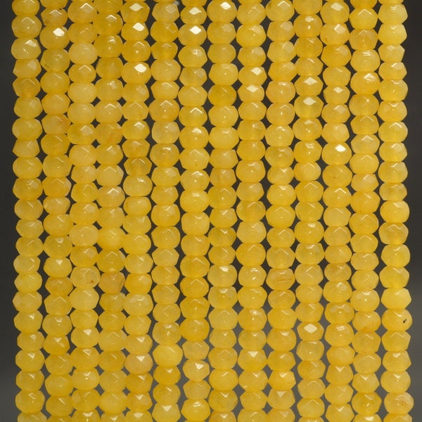 4x3mm Honey Yellow Jade Gemstone Faceted Rondelle Loose Beads 14 inch Full Strand (90182860-783)