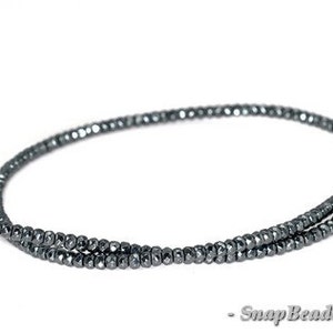 3x2mm Noir Black Hematite Gemstone Black Faceted Rondelle Loose Beads 16 inch Full Strand 90147070-336 image 2