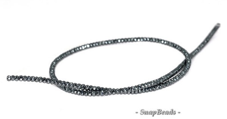 3x2mm Noir Black Hematite Gemstone Black Faceted Rondelle Loose Beads 16 inch Full Strand 90147070-336 image 2