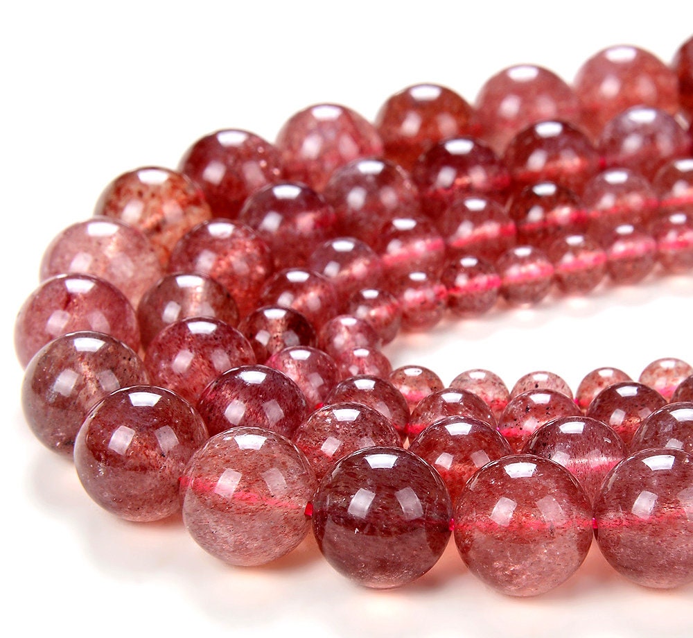 Strawberry Quartz 20-34mm Smooth Pear AA Grade Gemstone Beads