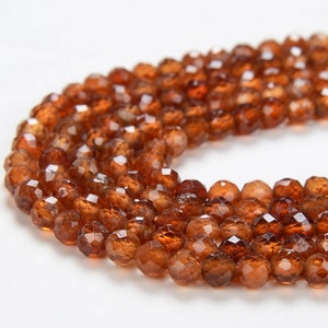 3MM Natural Hessonite Garnet Gemstone Grade AAA Micro Faceted Round Loose Beads 15 inch Full Strand (80015957-P48)