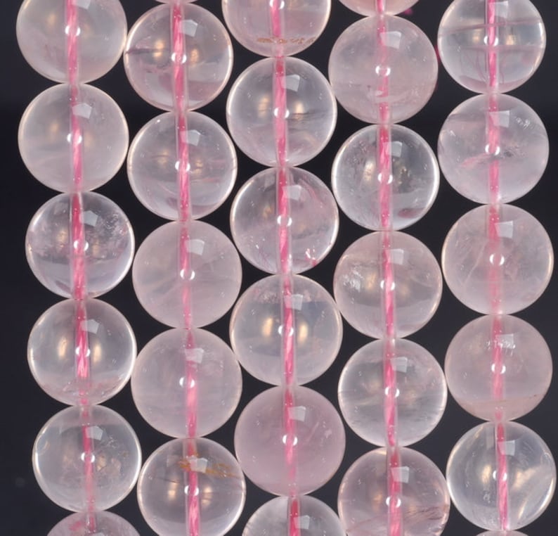 80003880-B102 12MM Translucent Pink Mozambique Rose Quartz Gemstone Grade A Round Loose Beads 7.5 inch Half Strand