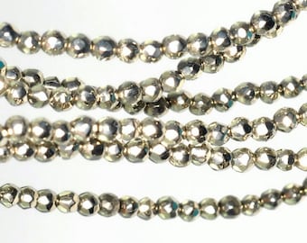 2mm Palazzo Iron Pyrite Gemstone Grade AA Faceted Round 2mm Loose Beads 16 inch Full Strand (90114687-147)