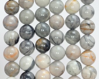 10mm Picasso Jasper Gemstone Grey Round Loose Beads 7.5 pouces Half Strand (80002300 H-357)