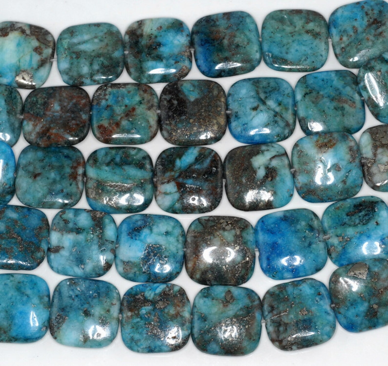 20mm Blue Lagoon Pyrite Intrusion Quartz Gemstone Square Loose Etsy