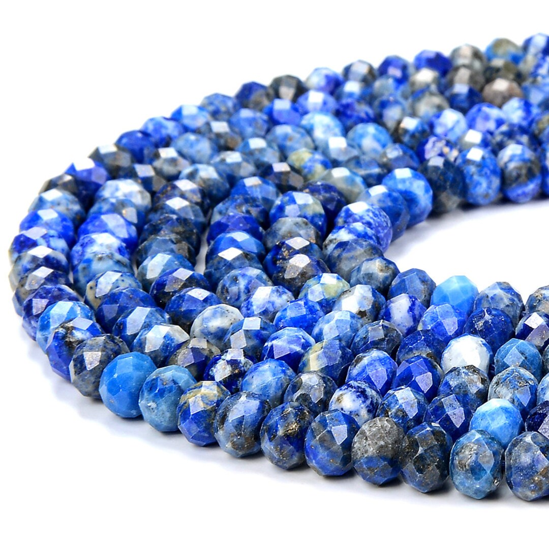Lot De Perles En Lapis Lazuli - Rondelles 6x4 Mm - Environ 95 Pièces Sur Fil De 39 Cm - Neuf Pour Création Bijoux