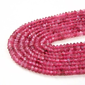 3x2MM Pink Tourmaline Gemstone Grade AAA Bicone Faceted Rondelle Saucer Loose Beads (P2)