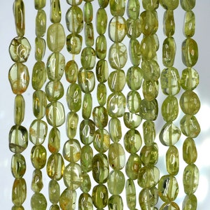 6x4-7x5mm Peridot Gemstone Grade A Green Pebble Nugget Loose Beads 14 inch Full Strand (90184956-899)