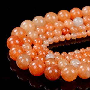 10mm Orange Aventurine Gemstone Round Loose Beads 15 inch Full Strand (80005906-M32)