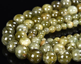 Natural Green Garnet Gemstone Grade AA Round 8MM 10MM 11MM 12MM Loose Beads 7.5 inch Half Strand (D532)