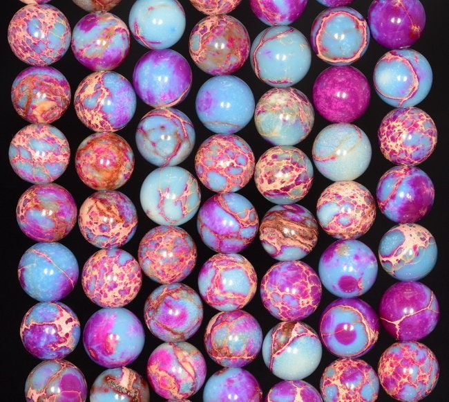 8mm Galaxy Sea Sediment Imperial Jasper Gemstone Purple Pink Round
