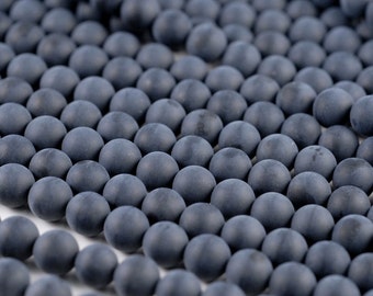 6mm Frosted Matte Noir Black Onyx Gemstone Black Round Loose Beads 15.5 inch Full Strand (90182755-115)