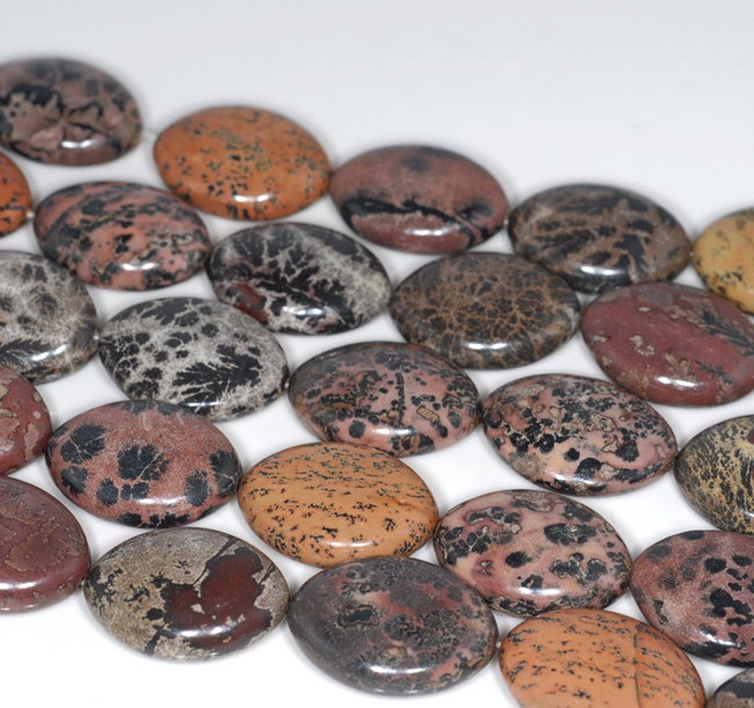 20X15MM Chinese Painting Jasper Gemstone Oval Loose Beads 15.5 Inch