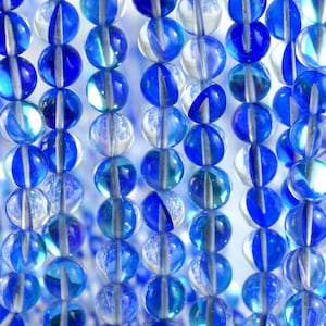 8mm Mystic Aura Quartz Titanium BI Blue Rainbow Round Loose Beads 15 inch Full Strand (90183969-362)