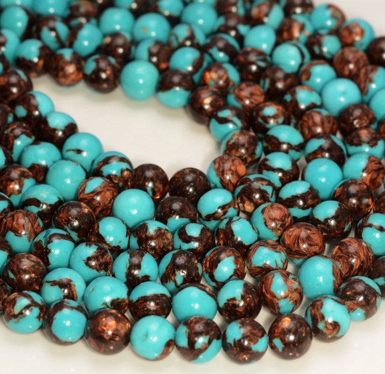 Bronzite Turquoise Gemstone 4mm 6mm 8mm 10mm Round Loose Bead 495 image 4