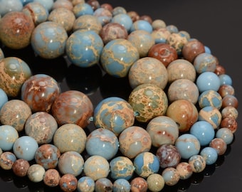 Carolina Blue Sea Sediment Imperial Jasper Light Gemstone Round 4mm 6mm 8mm 10mm Loose Beads (A270)