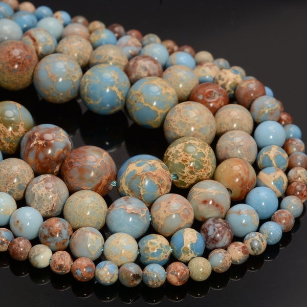 Carolina Blue Sea Sediment Imperial Jasper Light Gemstone Round 4mm 6mm 8mm 10mm Loose Beads (A270)