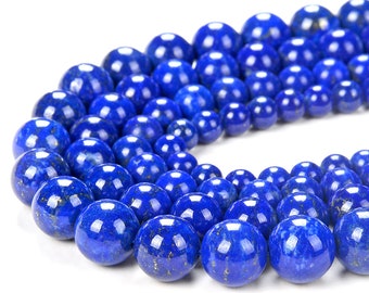 Pierre précieuse naturelle Lapis Lazuli de qualité AAA ronde 5MM 6MM 7MM 8MM 9MM 10MM 11MM 12MM 13MM, perles en vrac (D330)