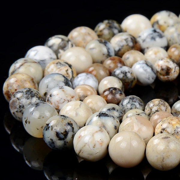 Natural Dendrite Opal Gemstone Grade AAA Round 6MM 8MM Loose Beads (D373)