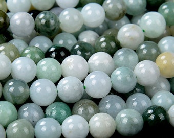 Natural Multi Color Burma Jade Gemstone Grade AAA Round 4MM 5MM 6MM 7MM Loose Beads (D223)