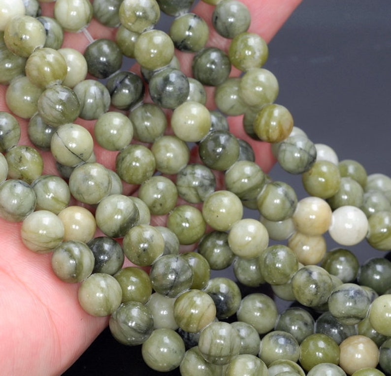 10 Strands 8mm Taiwan Olive Green Jade Gemstone Jade Round Loose Beads 15.5 inch Full Strand 80005978-M38 x10