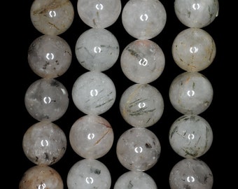 10mm Rutilated Quartz Inclusion Gemstone Grade A Round Loose Beads 16 inch Full Strand (90188575-679)