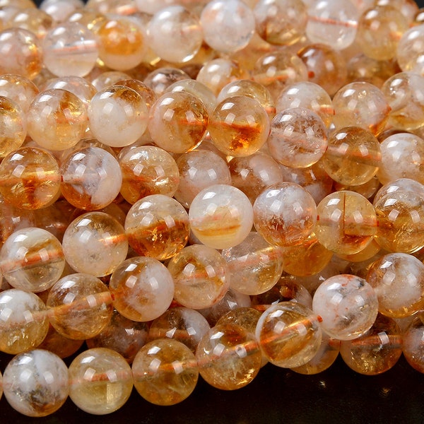 Natural Citrine Gemstone Grade AA Round 3MM 4MM 5MM 6MM 7MM 8MM 9MM 10MM 11MM 12MM 13MM Loose Beads (D156 D502 D503)